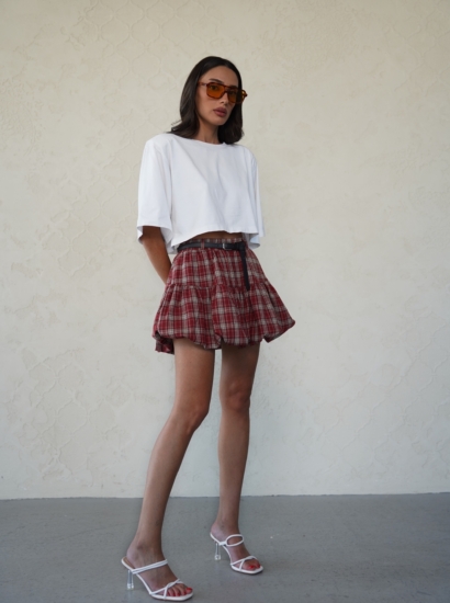 חצאית בלון משבצות