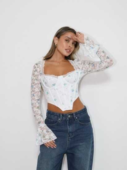 מחוך פרחוני שרוול פעמון