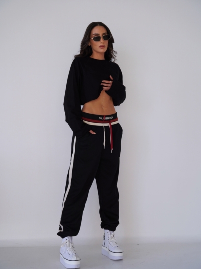 מכנס גומי דפוס פסים