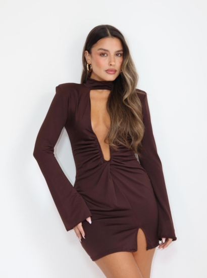 שמלה מיני V קולר פעמון דגם 7456