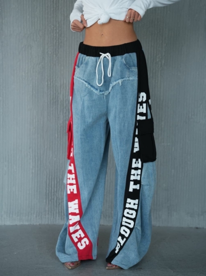 מכנס שילוב גינס דפוס