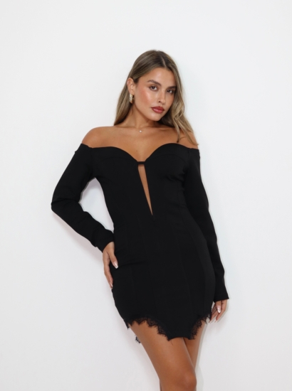 שמלה סיבוב גימור תחרה 2277