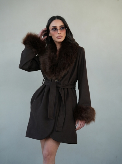 ג׳קט שילוב פרווה חגורה