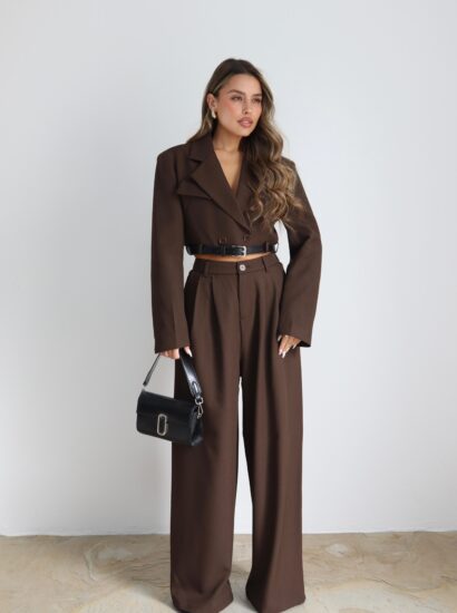 סט ג׳קט מותן חגורה 9917