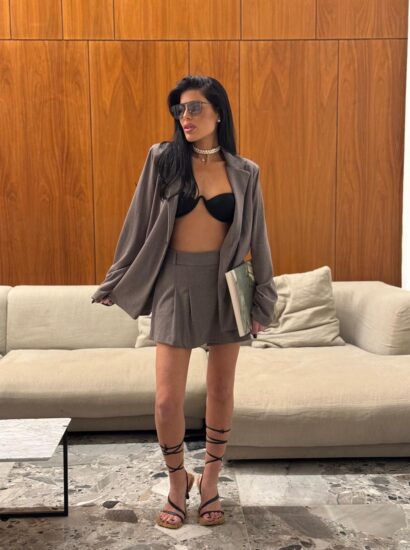 סט בלייזר חצאית שורט 9926