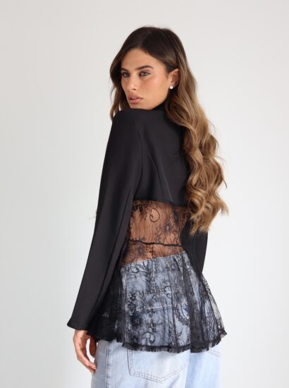 בלייזר חולצה שילוב תחרה 9966