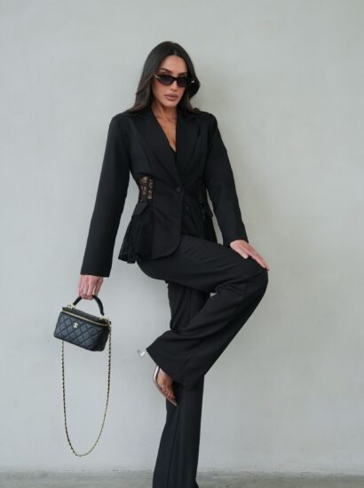 סט בלייזר שילוב תחרה