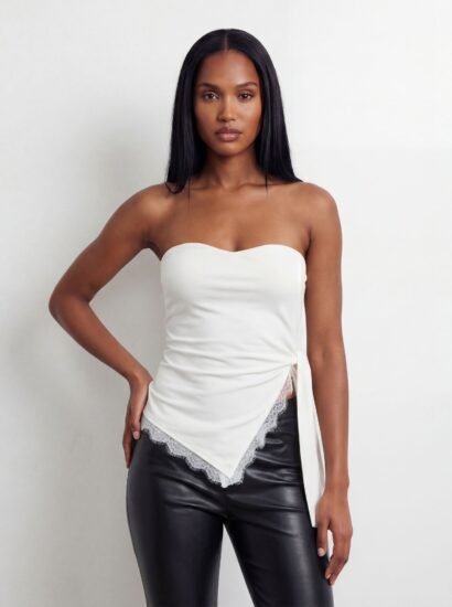 סטרפלס אסימטרי שילוב תחרה