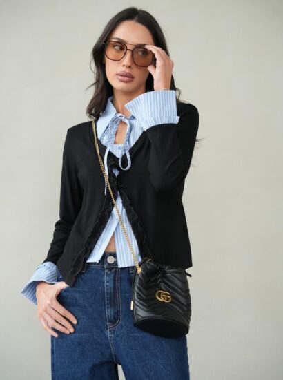 חולצה שילוב פרקל פסים 25158